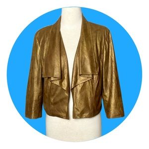 Cache Bronze Gold Metallic Crop Jacket- M
